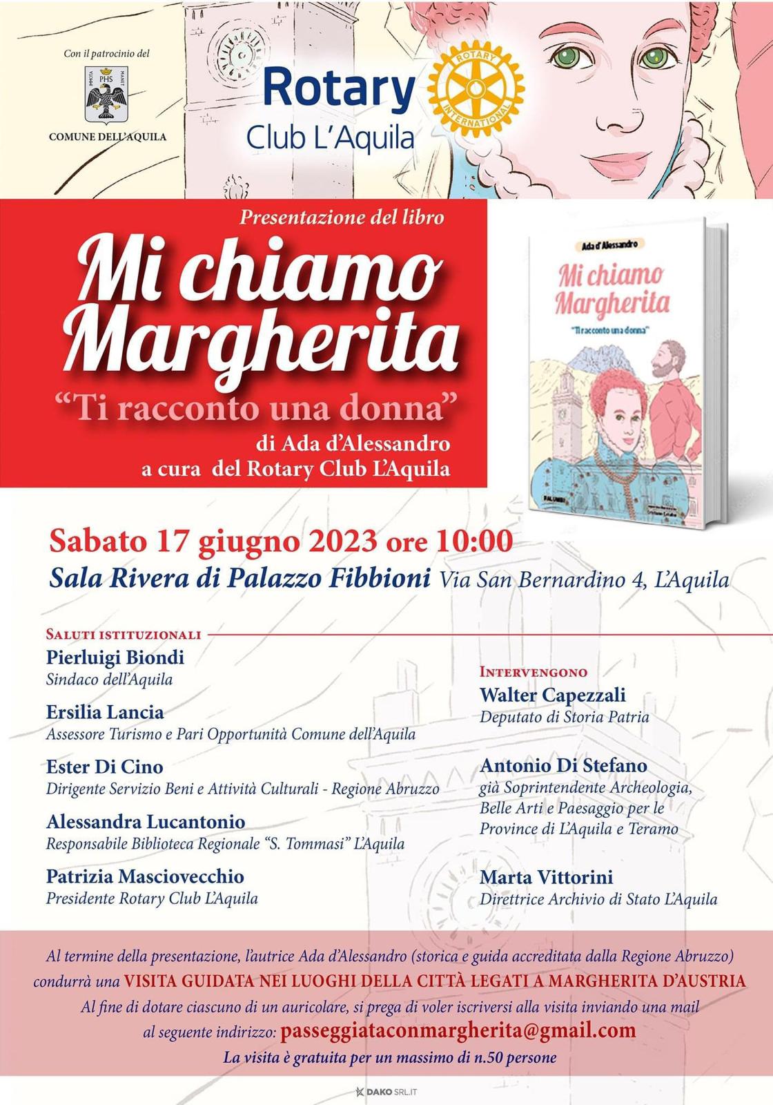 L’AQUILA: SABATO PRESENTAZIONE DI UN LIBRO SU MARGHERITA D’AUSTRIA A CURA DI ADA D’ALESSANDRO