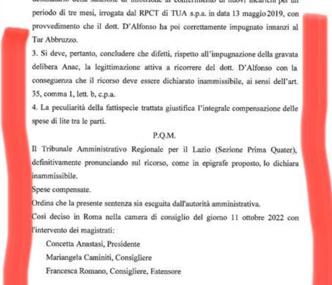 CASO TONELLI: D’ALFONSO REPLICA A FEBBO, “NOMINA LEGITTIMA, SENTENZA CHIARA, ‘FEBBRO’ INGANNATO”