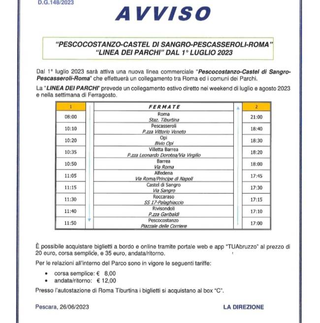 BUS DEI PARCHI: SERVIZIO AL VIA DA DOMANI, “GRANDE OCCASIONE PER TURISTI E OPERATORI”