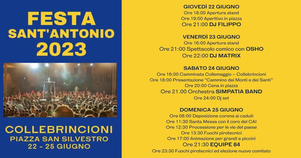 L’AQUILA: AL VIA LA FESTA DI SANT’ANTONIO A COLLEBRINCIONI, IL PROGRAMMA
