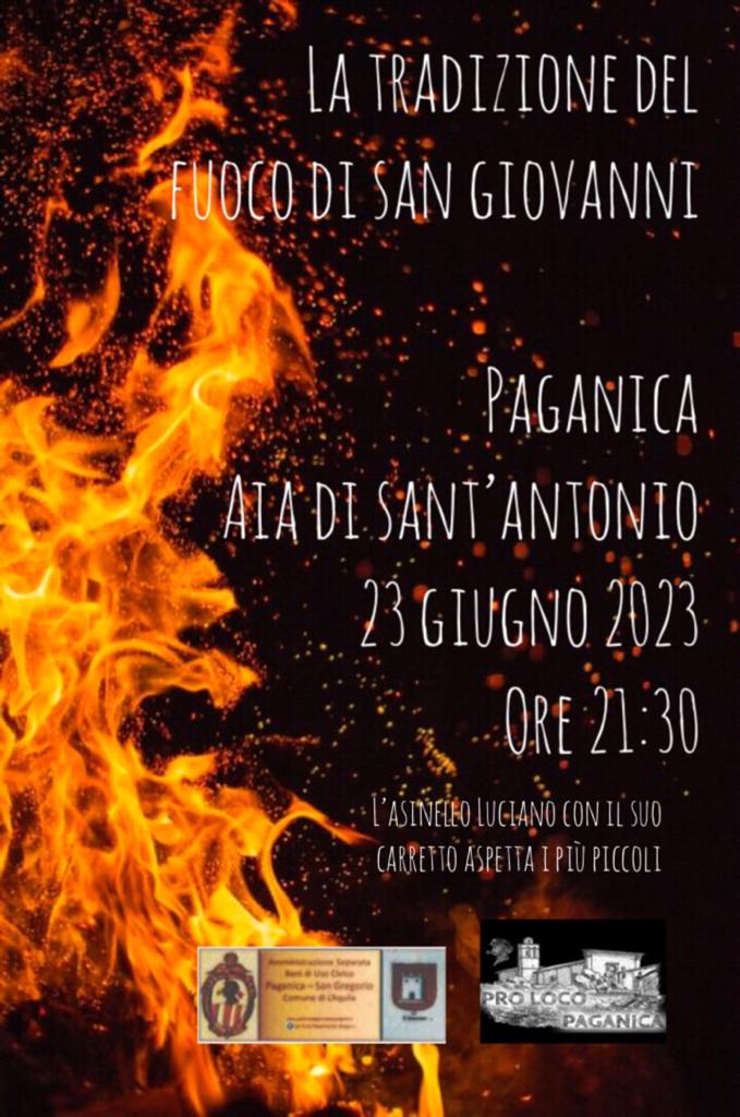 ASBUC PAGANICA: VENERDÌ SERA TORNA L’ANTICA TRADIZIONE DEL SALTO DEL FUOCO DI SAN GIOVANNI