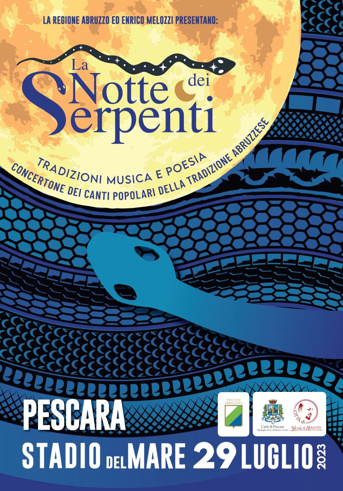 PESCARA: “LA NOTTE DEI SERPENTI”, MUSICA E CULTURA ABRUZZESE IN CONCERTO CON IL MAESTRO MELOZZI