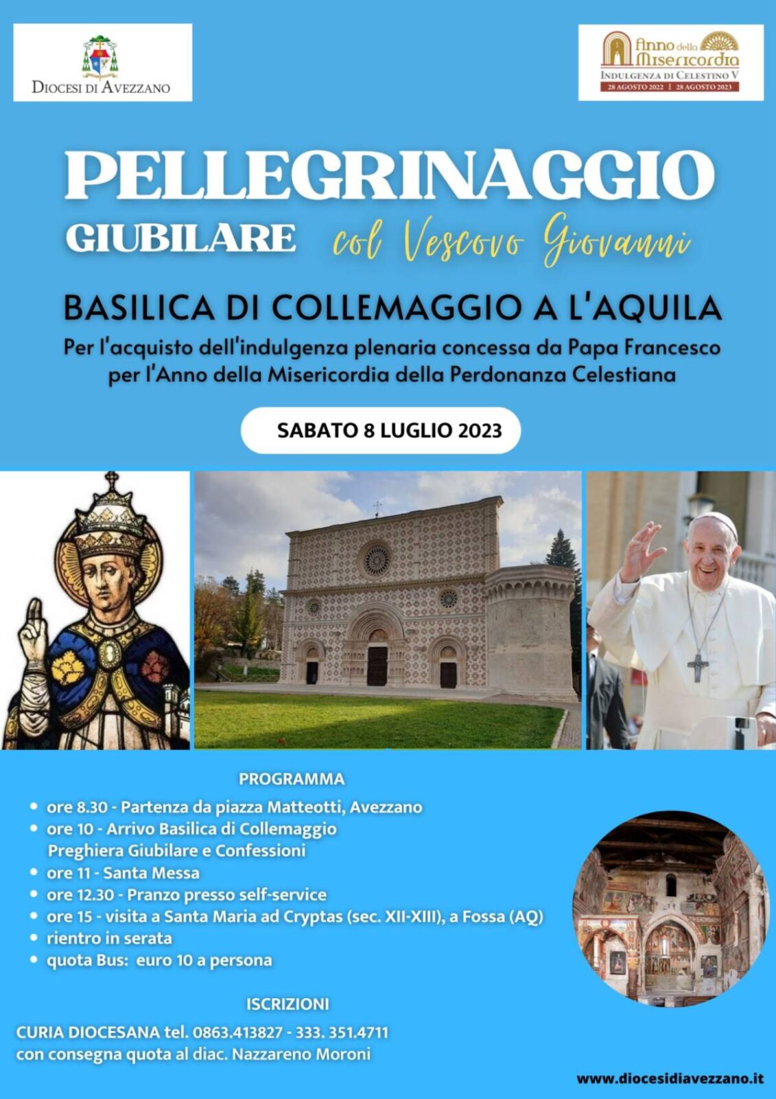 PELLEGRINAGGIO GIUBILARE, DA AVEZZANO A L’AQUILA: IL PROGRAMMA