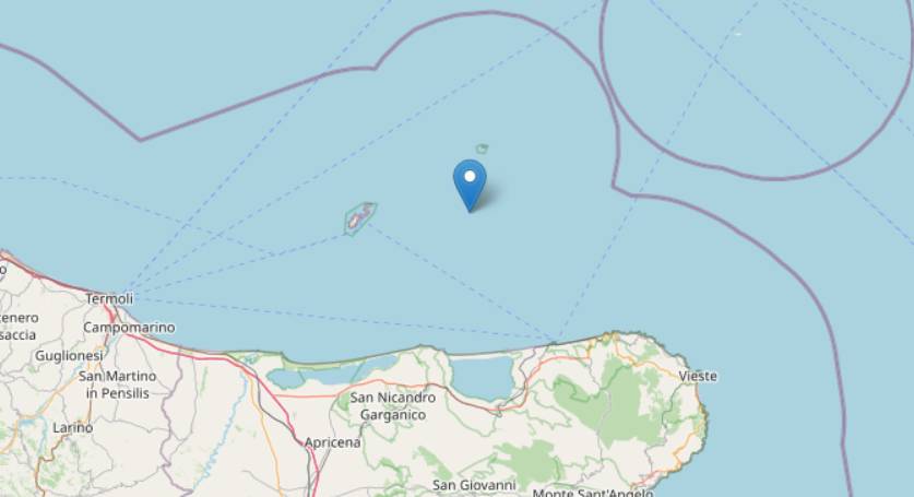 TERREMOTO: SCOSSA 4.2 AL LARGO DELLA COSTA GARGANICA