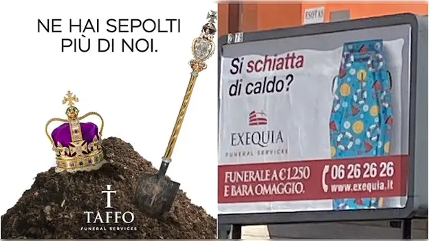 “PUBBBLICITA’ CHE NON RISPETTANO DOLORE E LUTTO”. CLAMOROSA QUERELA A TAFFO FUNERAL SERVICE