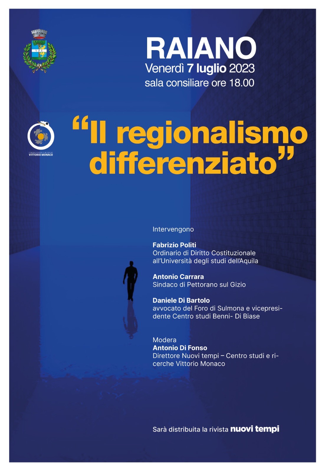 REGIONALISMO DIFFERENZIATO: VENERDI’ CONVEGNO A RAIANO CON IL COSTITUZIONALISTA POLITI