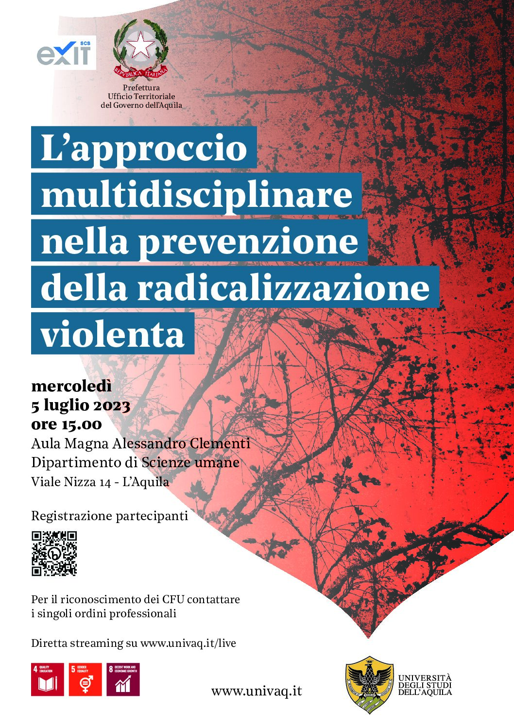 PREVENZIONE RADICALIZZAZIONE VIOLENTA: CONVEGNO ALL’AQUILA CON GIUDICI, PROFESSORI, PREFETTO