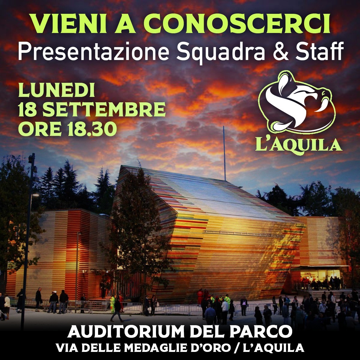 RUGBY L’AQUILA: IL 18 SETTEMBRE PRESENTAZIONE SQUADRA E STAFF ALLA CITTA’