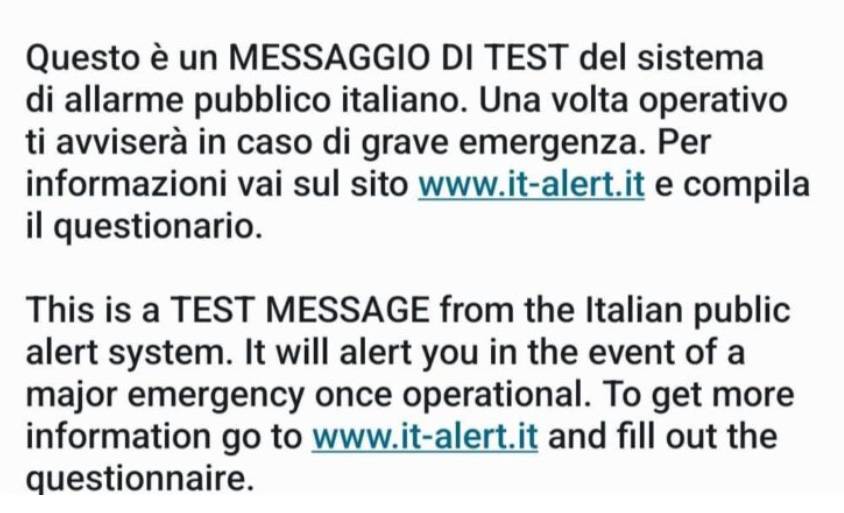 IT- ALERT: IN ABRUZZO ARRIVATI MESSAGGI PER SPERIMENTAZIONE SISTEMA DI ALLARME PROTEZIONE CIVILE