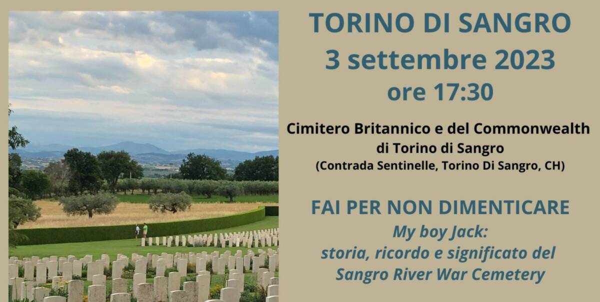 “FAI PER NON DIMENTICARE”, IL 3 SETTEMBRE VISITA AL CIMITERO MILITARE BRITANNICO DI TORINO DI SANGRO