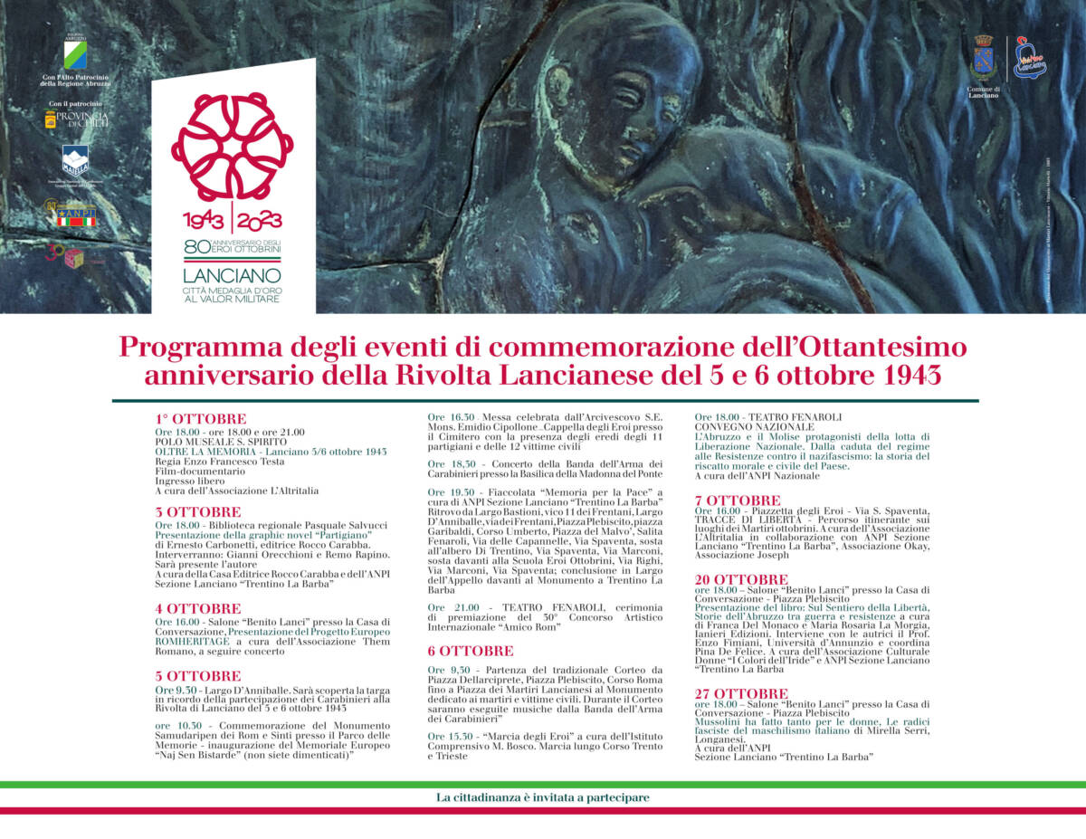 LANCIANO CELEBRA L’ANNIVERSARIO DELLA RIVOLTA DEL 1943: DUE GIORNI DI EVENTI IMPORTANTI