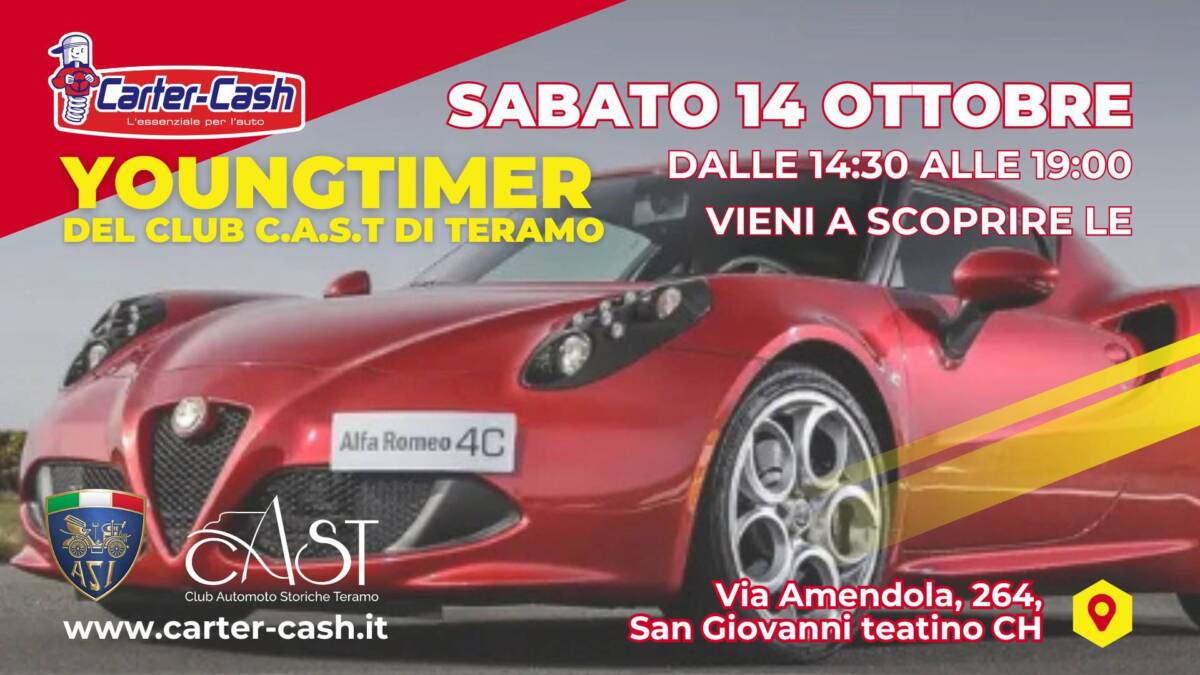 RADUNO AUTO STORICHE: A SAN GIOVANNI TEATINO ARRIVANO LE YOUNGTIMER DEL CLUB CAST DI TERAMO