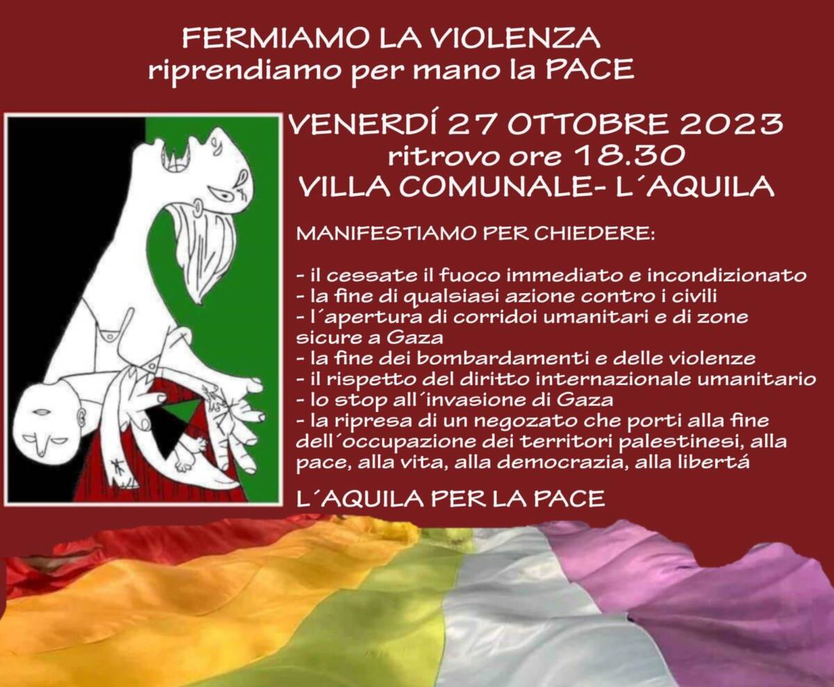 PACE TRA PALESTINA E ISRAELE: DOMANI POMERIGGIO CORTEO NEL CENTRO  STORICO DELL’AQUILA