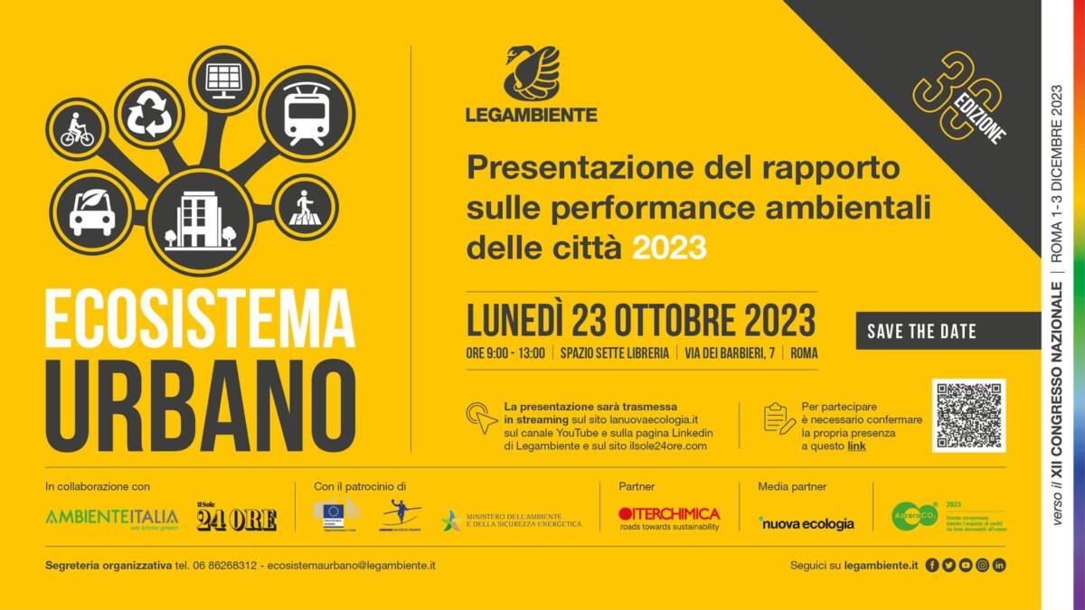 ECOSISTEMA URBANO LEGAMBIENTE: PESCARA SALE DI 27 POSTI IN CLASSIFICA