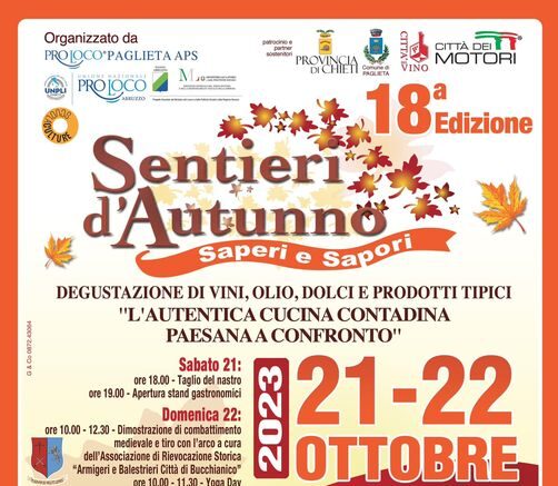 “SENTIERI D’AUTUNNO”: TORNA A PAGLIETA L’EVENTO TRA SAPERI E SAPORI