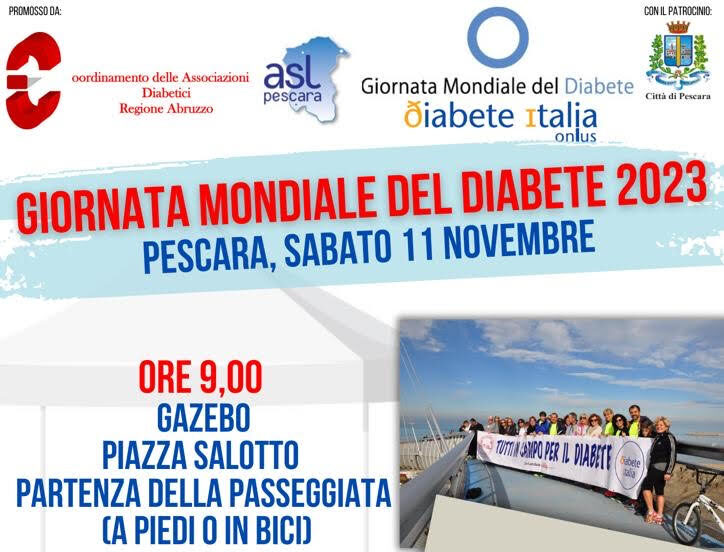 GIORNATA MONDIALE DEL DIABETE: APPUNTAMENTO A PESCARA SABATO 11 NOVEMBRE