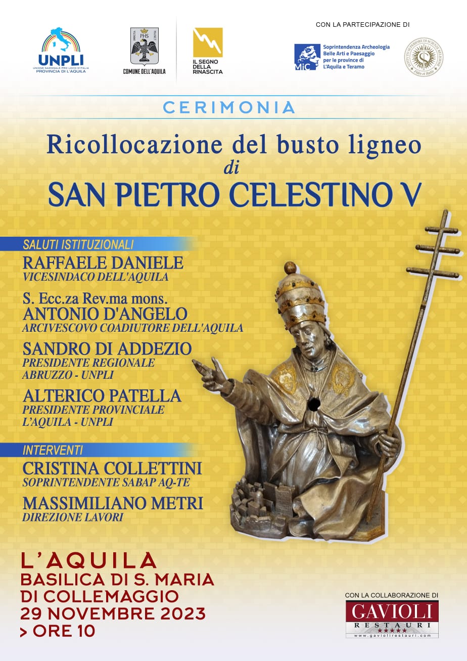 L’AQUILA: IL BUSTO LIGNEO DI CELESTINO V TORNA NELLA BASILICA DI COLLEMAGGIO