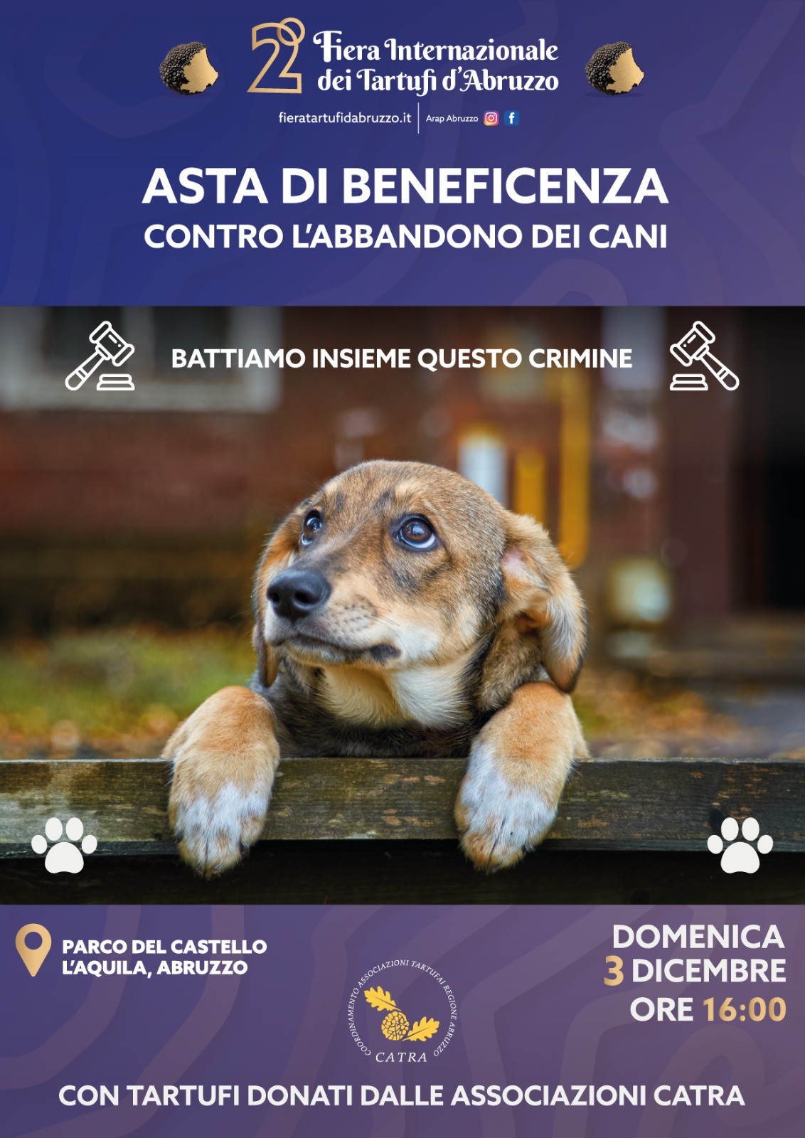 FIERA D’ABRUZZO: IN CARTELLONE ANCHE ASTA DI BENEFICENZA DI TARTUFI CONTRO ABBANDONO DEI CANI 