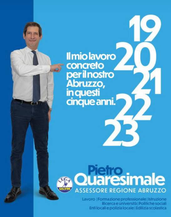 REGIONALI: “IL MIO LAVORO PER L’ABRUZZO”, ASSESSORE LEGHISTA QUARESIMALE INCONTRA CITTADINI A TERAMO