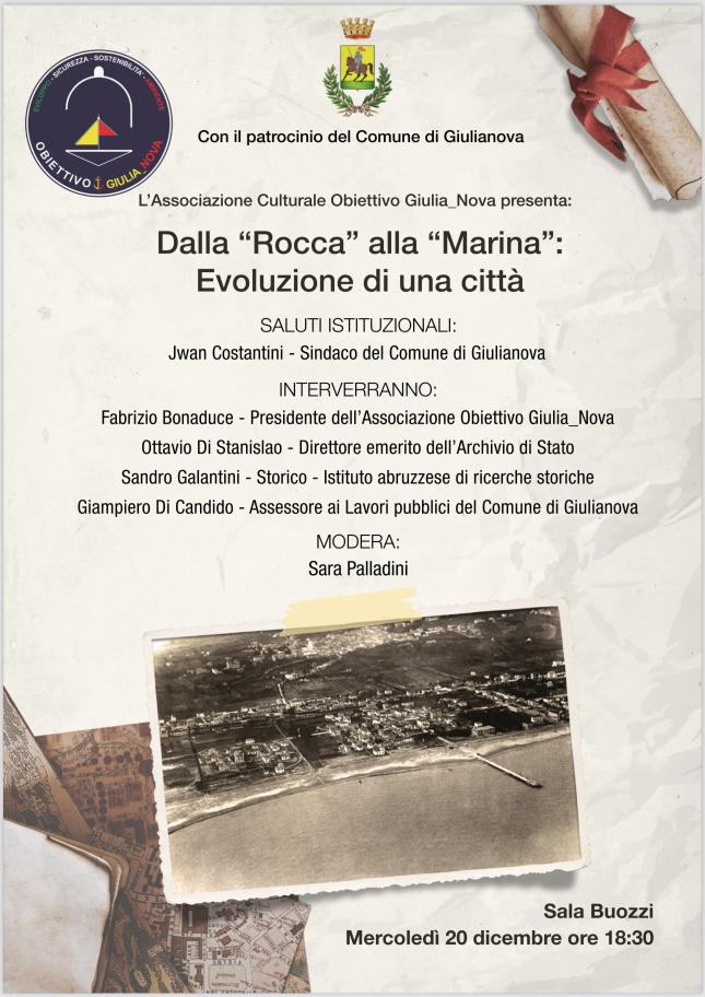 “DALLA ROCCA ALLA MARINA: EVOLUZIONE DI UNA CITTA'”: QUESTA SERA INCONTRO A GIULIANOVA