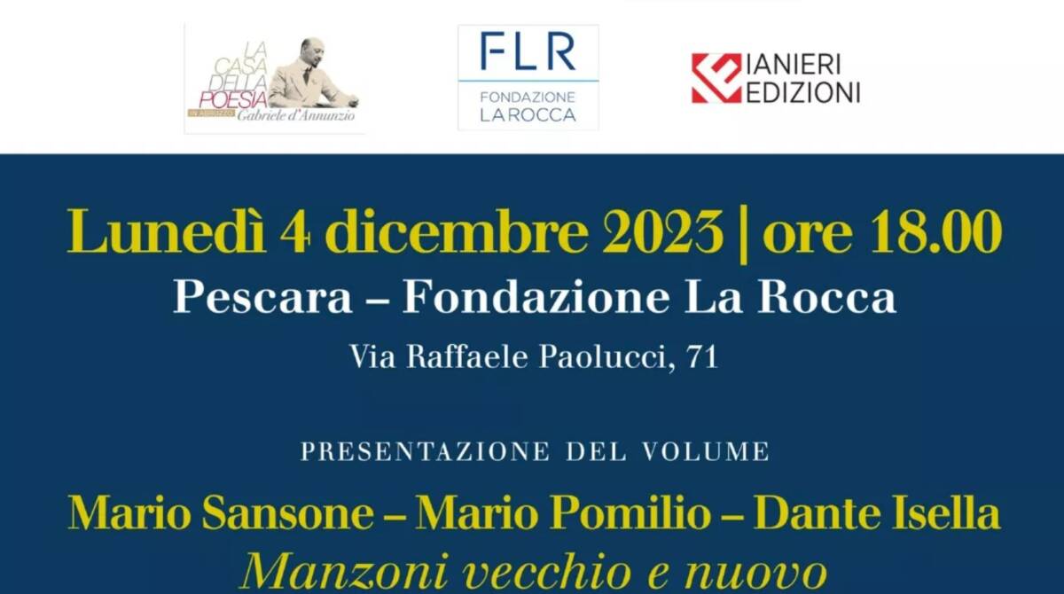 CONVERSAZIONI SU MANZONI: LUNEDI’ A PESCARA PRESENTAZIONE DEL LIBRO  CURATO DA MARIANACCI