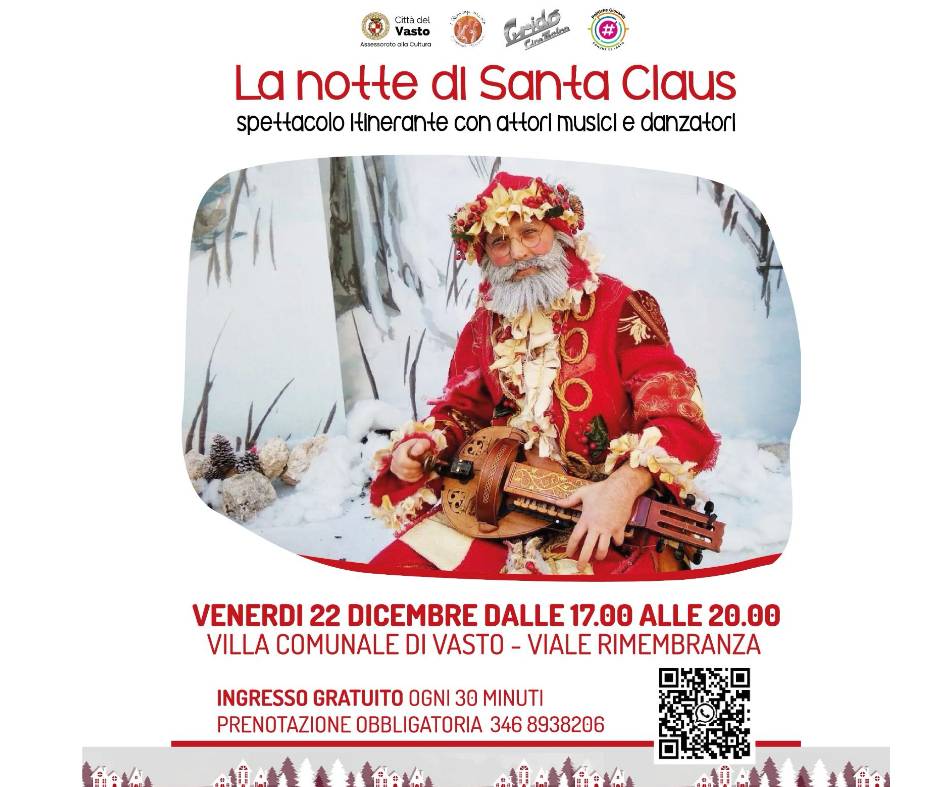 VASTO: IL 22 DICEMBRE APPUNTAMENTO CON LA NOTTE DI SANTA CLAUS