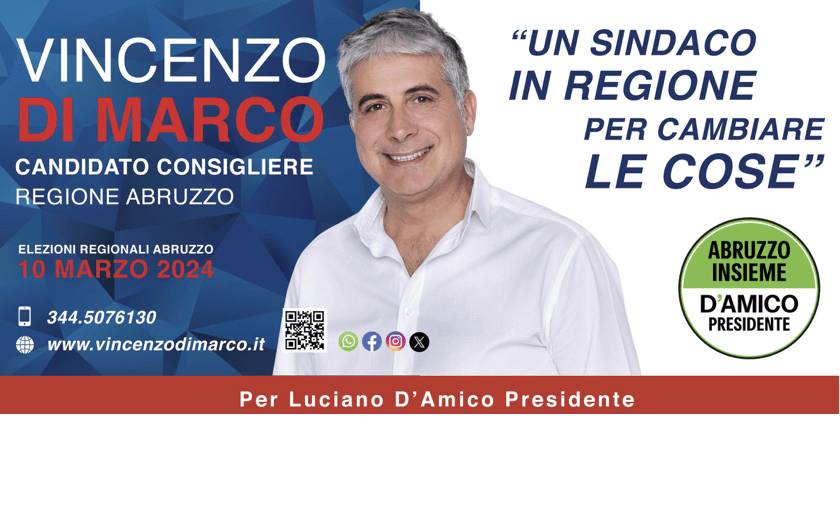 ELEZIONI REGIONALI: DI MARCO (ABRUZZO INSIEME), “TUTTI ALLE URNE PER CAMBIARE”