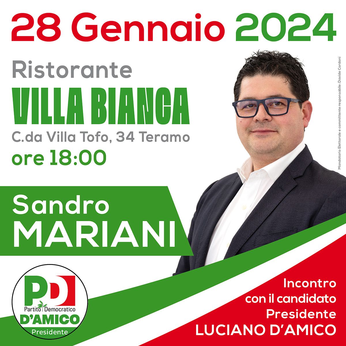REGIONALI: DOMENICA INCONTRO ELETTORALE DI MARIANI CON CANDIDATO PRESIDENTE D’AMICO