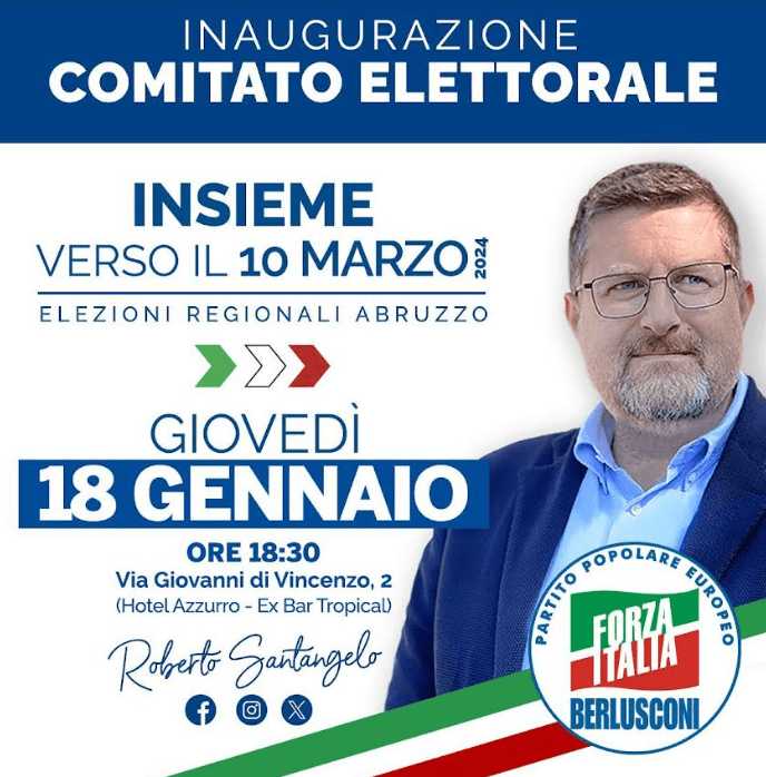 REGIONALI: SANTANGELO INAUGURA COMITATO ELETTORALE, GASPARRI A L’AQUILA, LA DIRETTA
