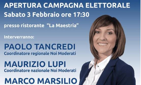 REGIONALI: NOI MODERATI, IL 3 FEBBRAIO AL VIA CAMPAGNA ELETTORALE DI MARIANNA SCOCCIA