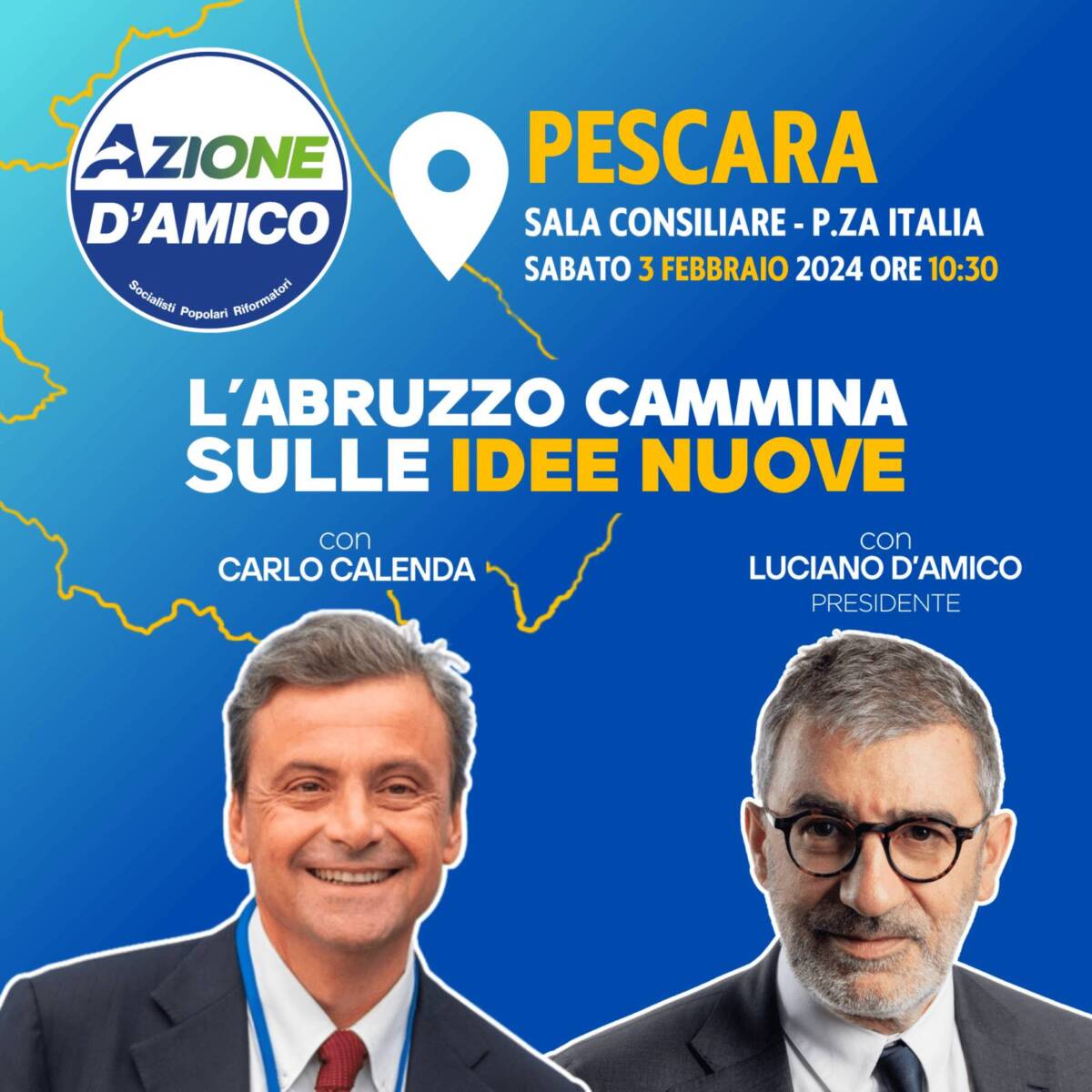 REGIONALI: IL SEGRETARIO NAZIONALE DI AZIONE CARLO CALENDA A TERAMO E PESCARA