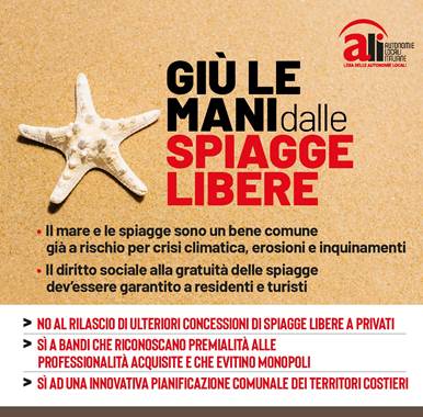CONCESSIONI BALNEARI E DIRETTIVA BOLKENSTEIN, AL VIA CAMPAGNA “GIÙ LE MANI DALLE SPIAGGE LIBERE”