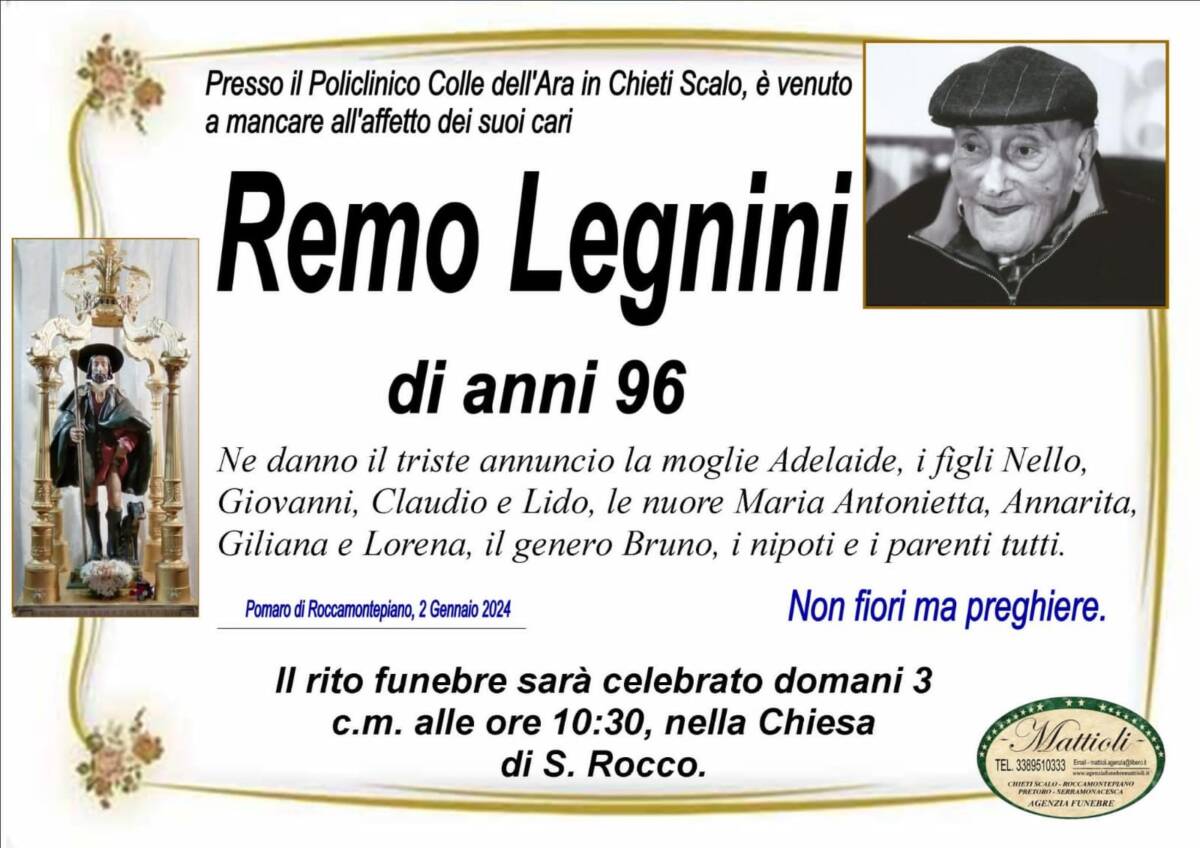 ADDIO A REMO LEGNINI: PADRE DI GIOVANNI, EX VICE PRESIDENTE CSM E COMMISSARIO ALLA RICOSTRUZIONE
