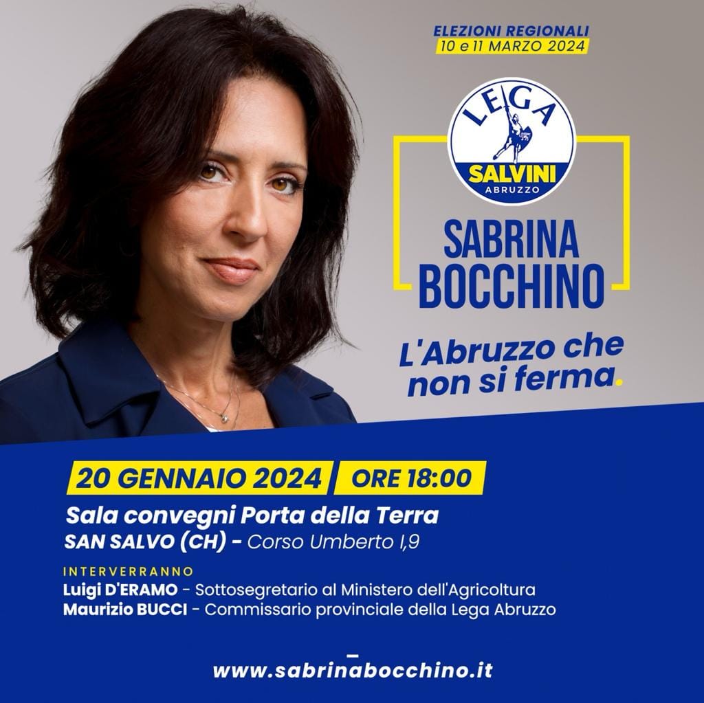 REGIONALI: SABRINA BOCCHINO (LEGA) A SAN SALVO, LA DIRETTA