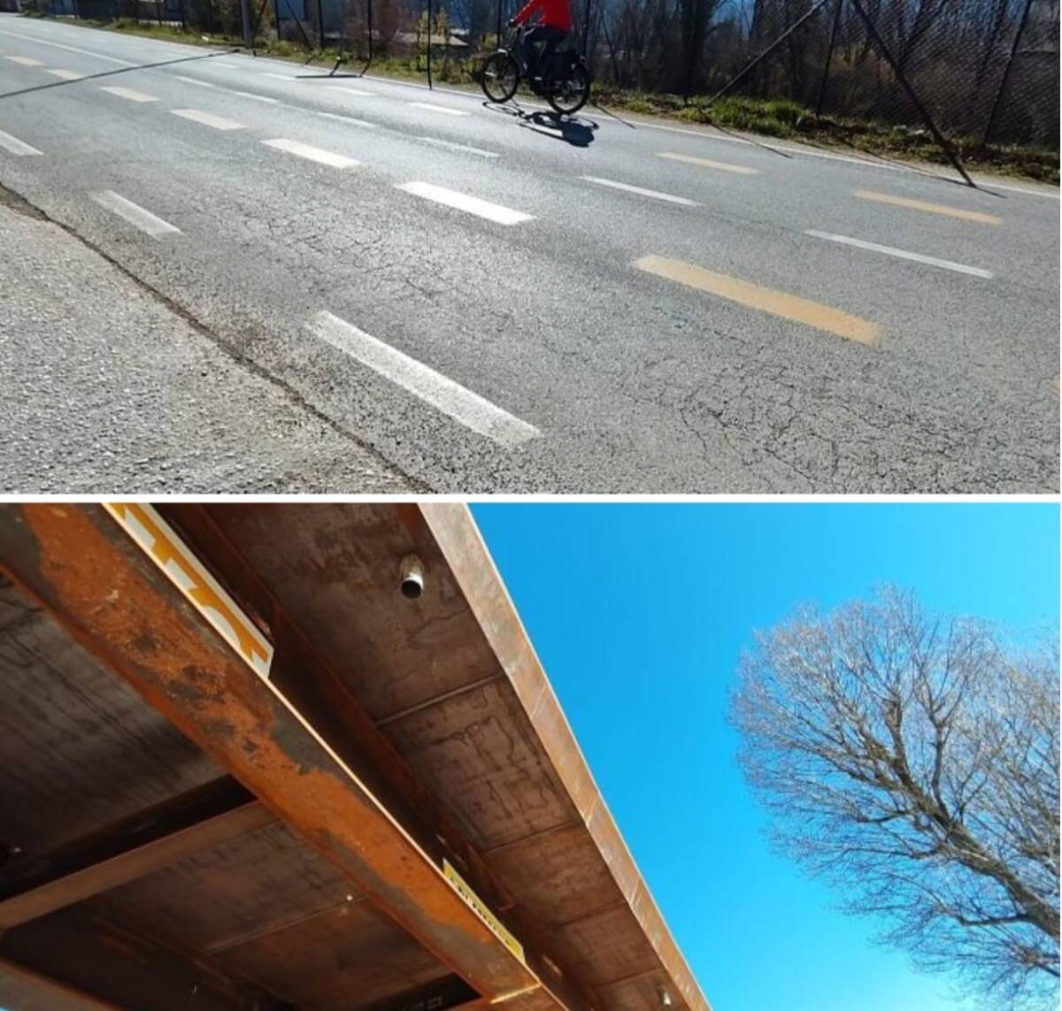 CICLISTA AQUILANO SCIVOLA SU VIA DEI MEDICI PER LA STRADA GELATA DA ACQUA COLATA DAL VIADOTTO