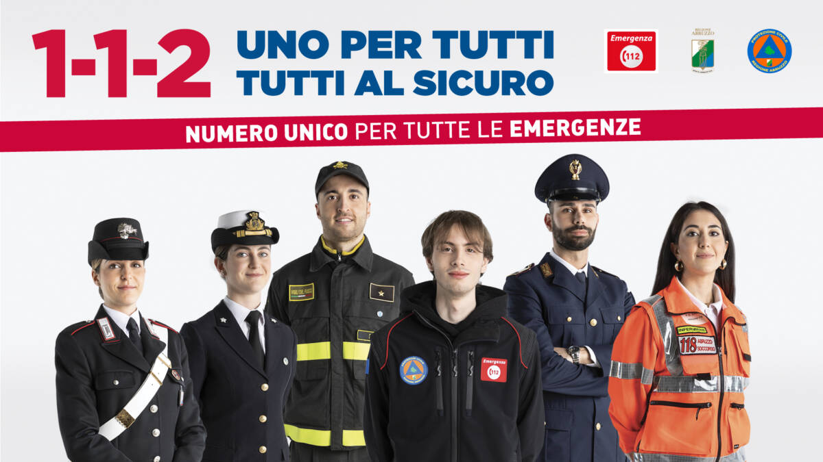 NUMERO EUROPEO DI EMERGENZA 112: DA DOMANI ATTIVO IL SERVIZIO DA PESCARA, CHIETI, LANCIANO E VASTO