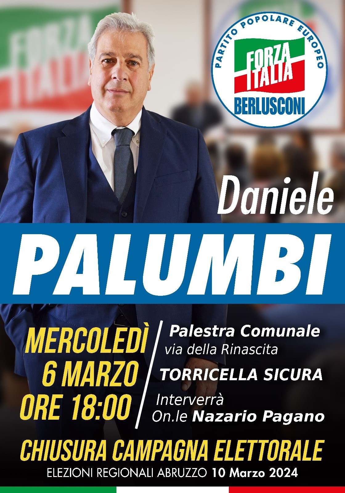 REGIONALI: PALUMBI (FI) CONCLUDERA’ LA CAMPAGNA ELETTORALE A TORRICELLA SICURA