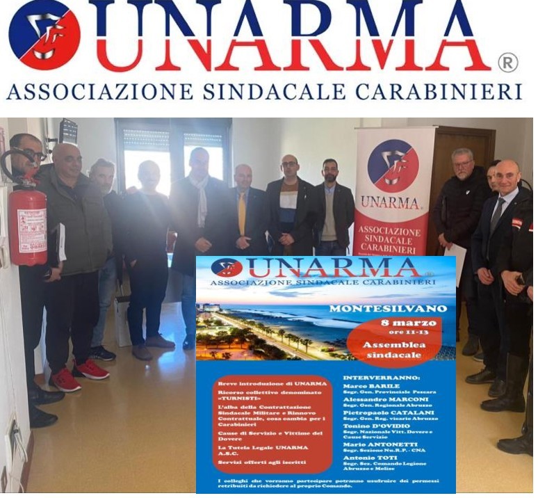 INIZIATO A MONTESILVANO IL CICLO DI INCONTRI TRA SINDACATO CARABINIERI E  MILITARI DELLA COMPAGNIA