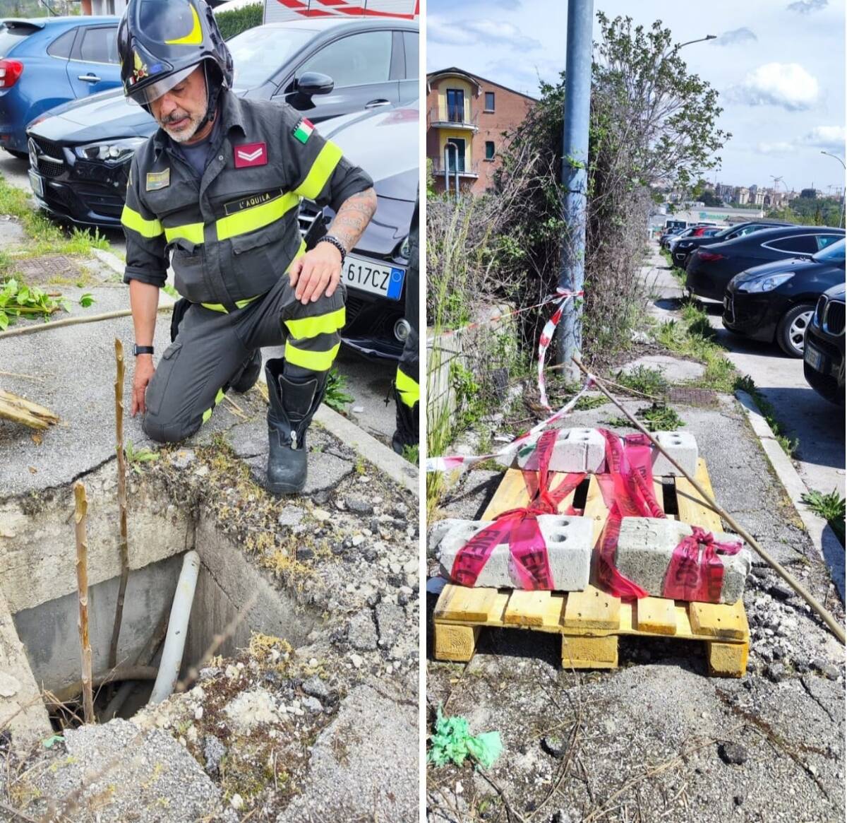 LA PROTESTA ALL’AQUILA: “UN BANCALE SULLA BUCA DOVE C’ERA IL TOMBINO RUBATO IN VIA CARABBA”