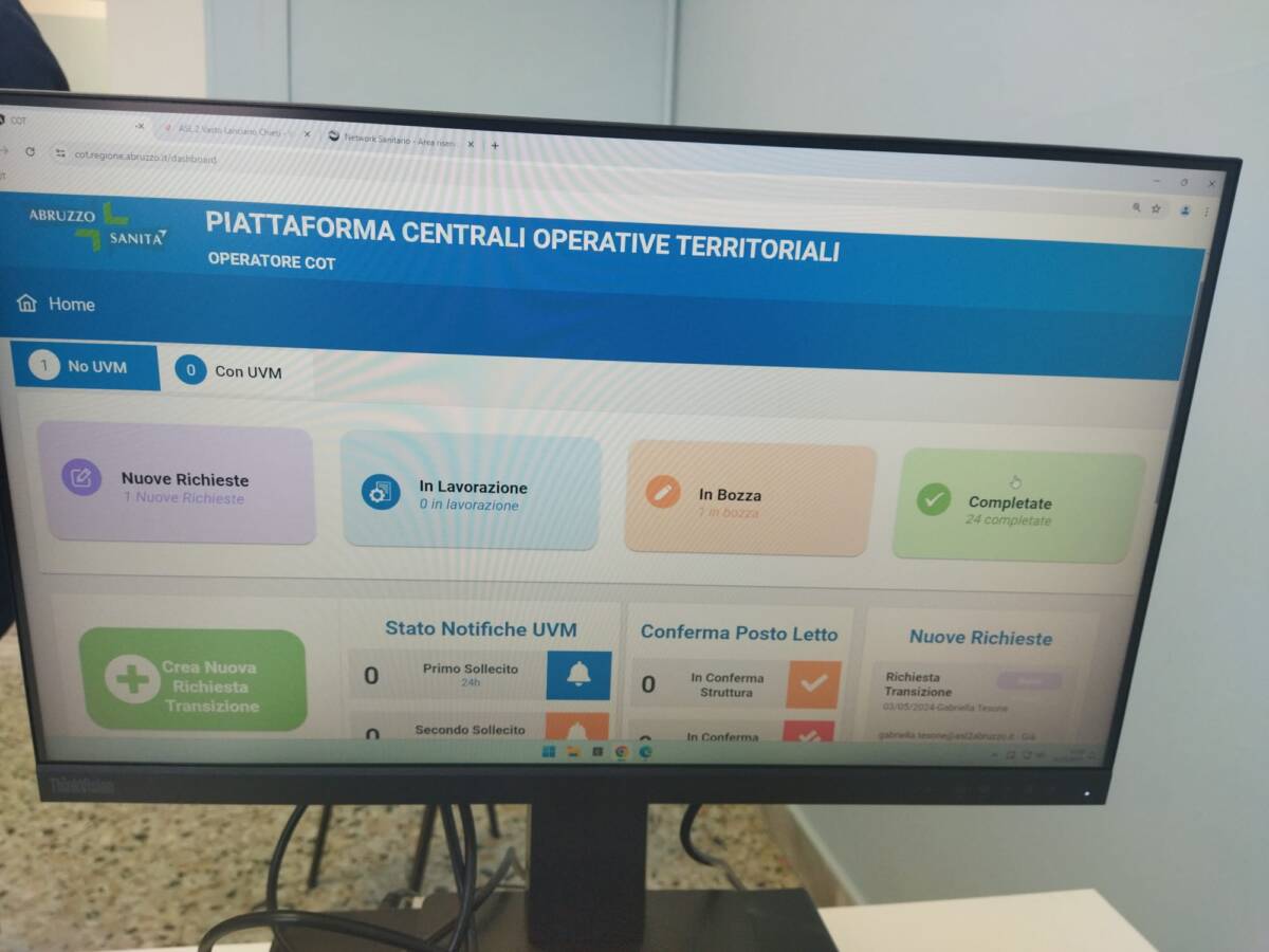 ATTIVATE LE COT DA ASL CHIETI: MALATI NON PIU’ SOLI UNA VOLTA TERMINATO IL RICOVERO