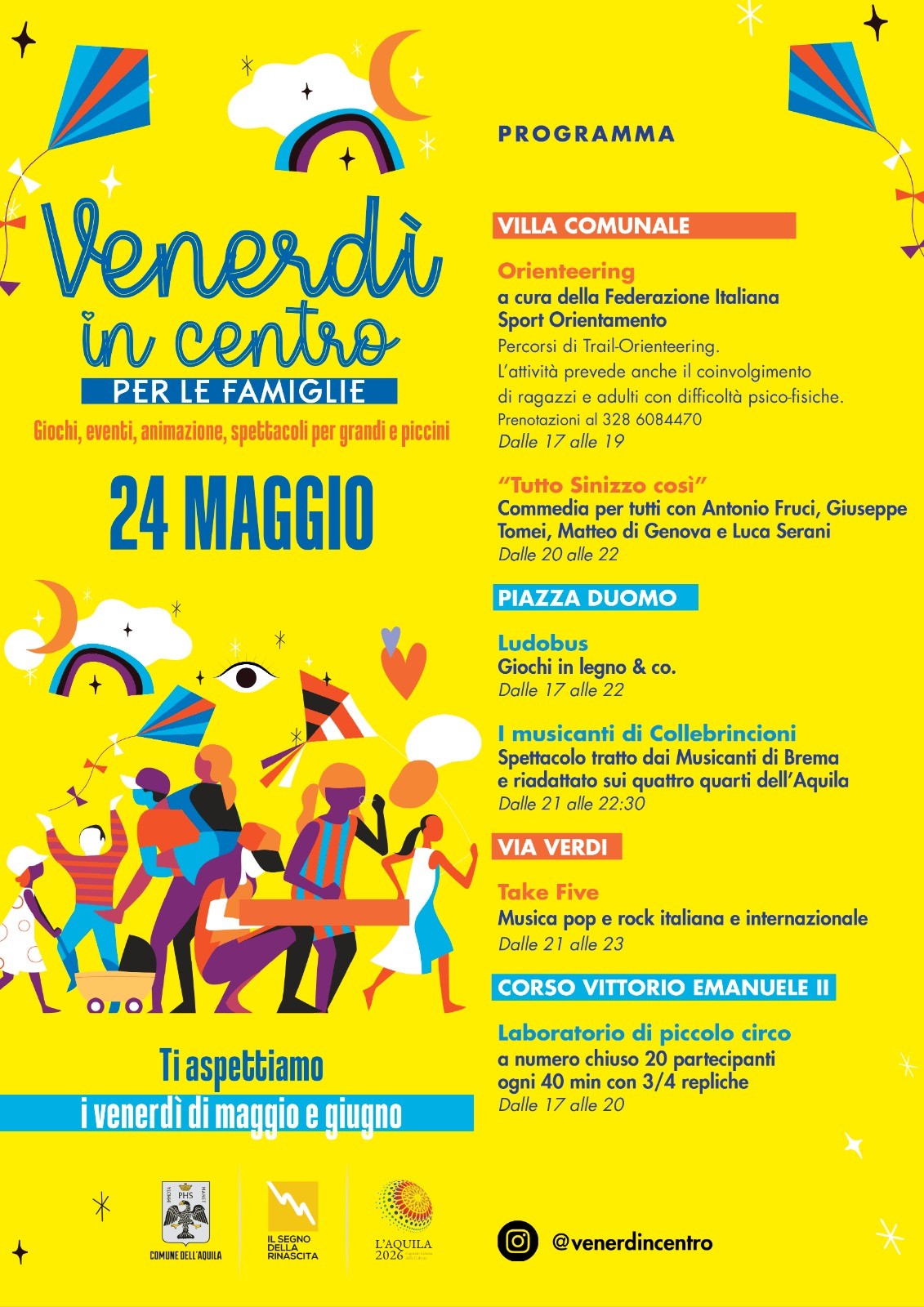 L’AQUILA: VENERDI’ IN CENTRO PER LE FAMIGLIE, IL PROGRAMMA DEGLI APPUNTAMENTI