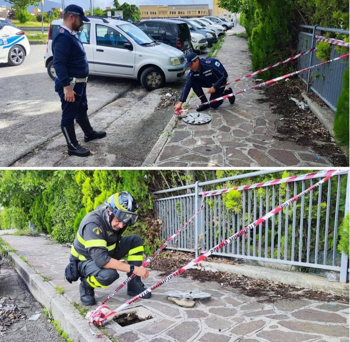 L’AQUILA: ILLESA STUDENTESSA CADUTA PER IL TOMBINO APERTO VICINO ALL’OSPEDALE: SUL POSTO I VIGILI