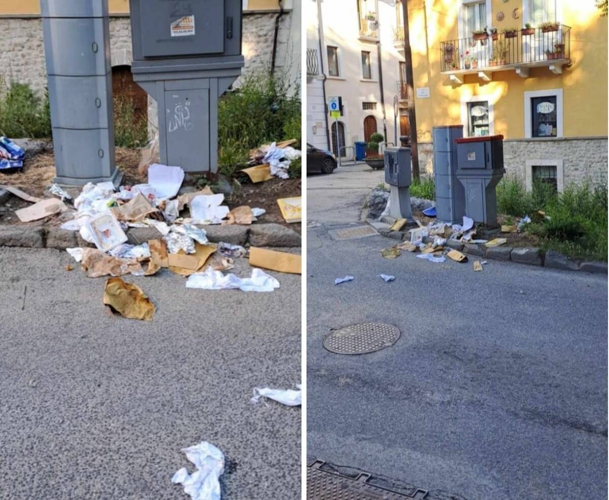 LASCIANO RIFIUTI IN CENTRO DOPO AVER BANCHETTATO: PROTESTANO I RESIDENTI AQUILANI