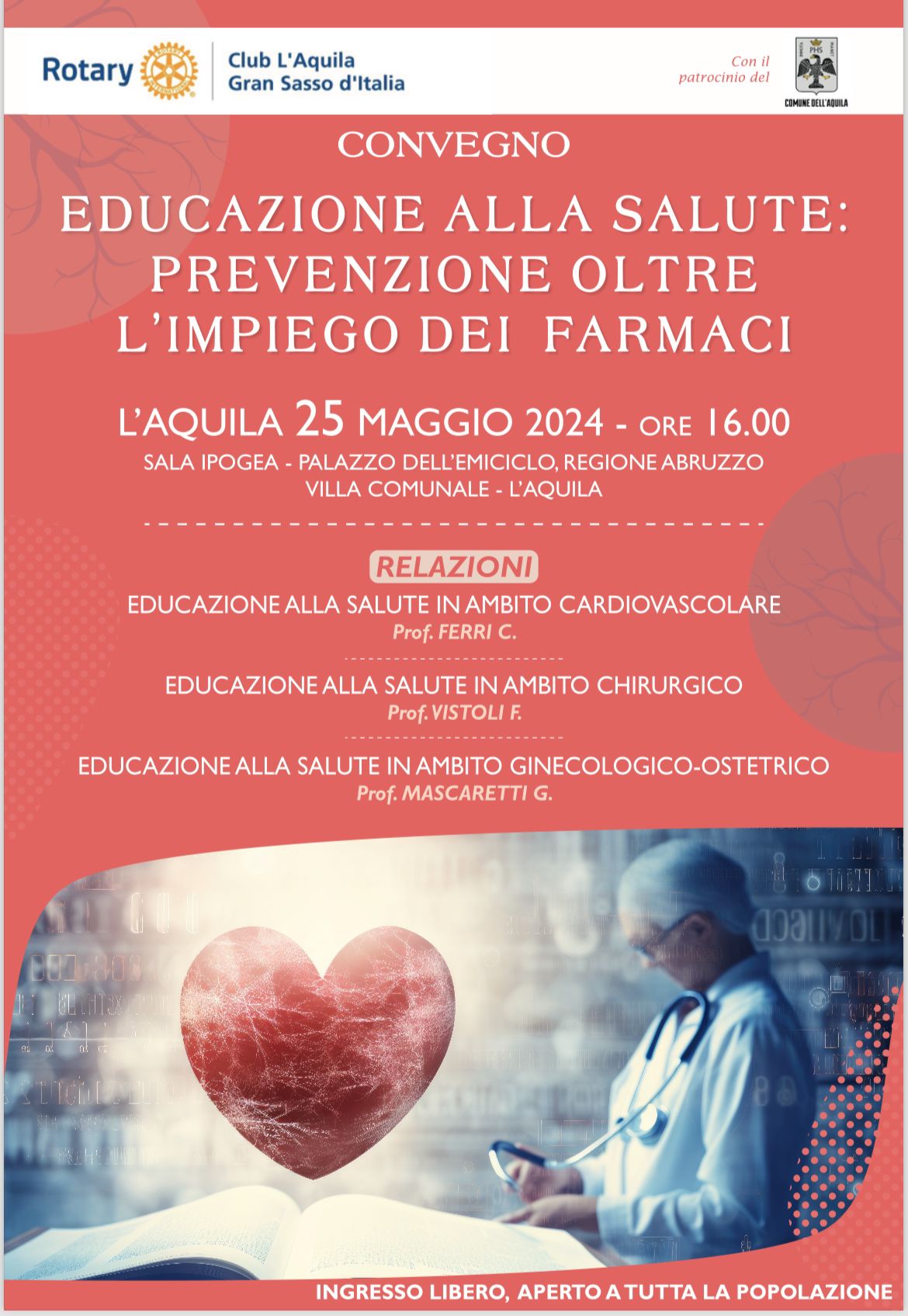 ROTARY CLUB L’AQUILA GRAN SASSO: EVENTO “EDUCAZIONE SALUTE, PREVENZIONE OLTRE L’IMPIEGO DEI FARMACI”