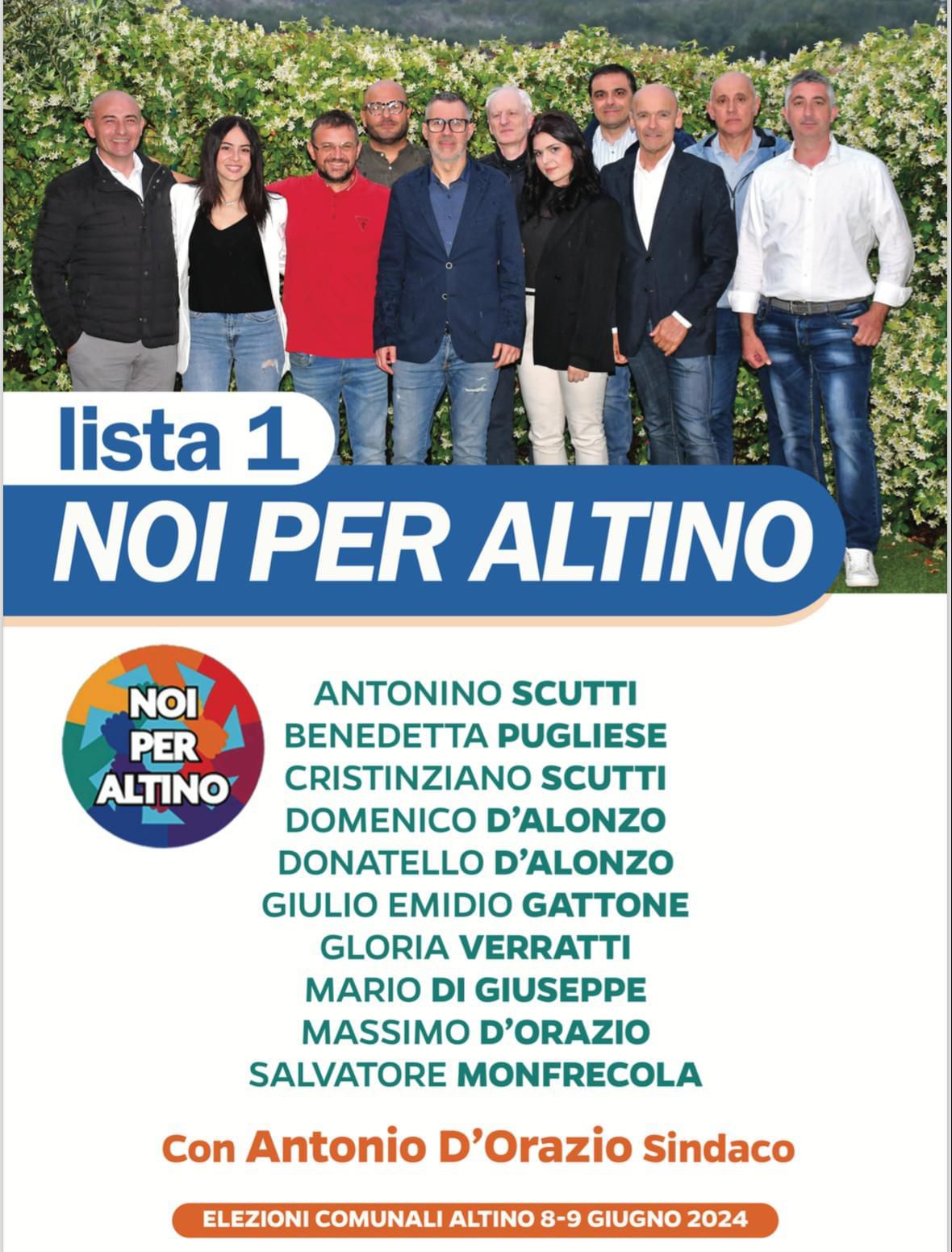 COMUNALI: NOI PER ALTINO, “NUOVA VISIONE PER COSTRUIRE FUTURO DEL NOSTRO PAESE, VOLTIAMO PAGINA”