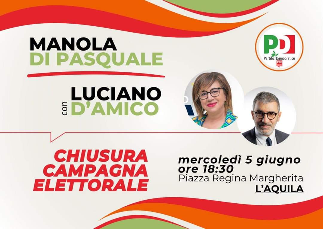 EUROPEE: PD, MANOLA DI PASQUALE CHIUDE CAMPAGNA ELETTORALE DOMANI ALL’AQUILA