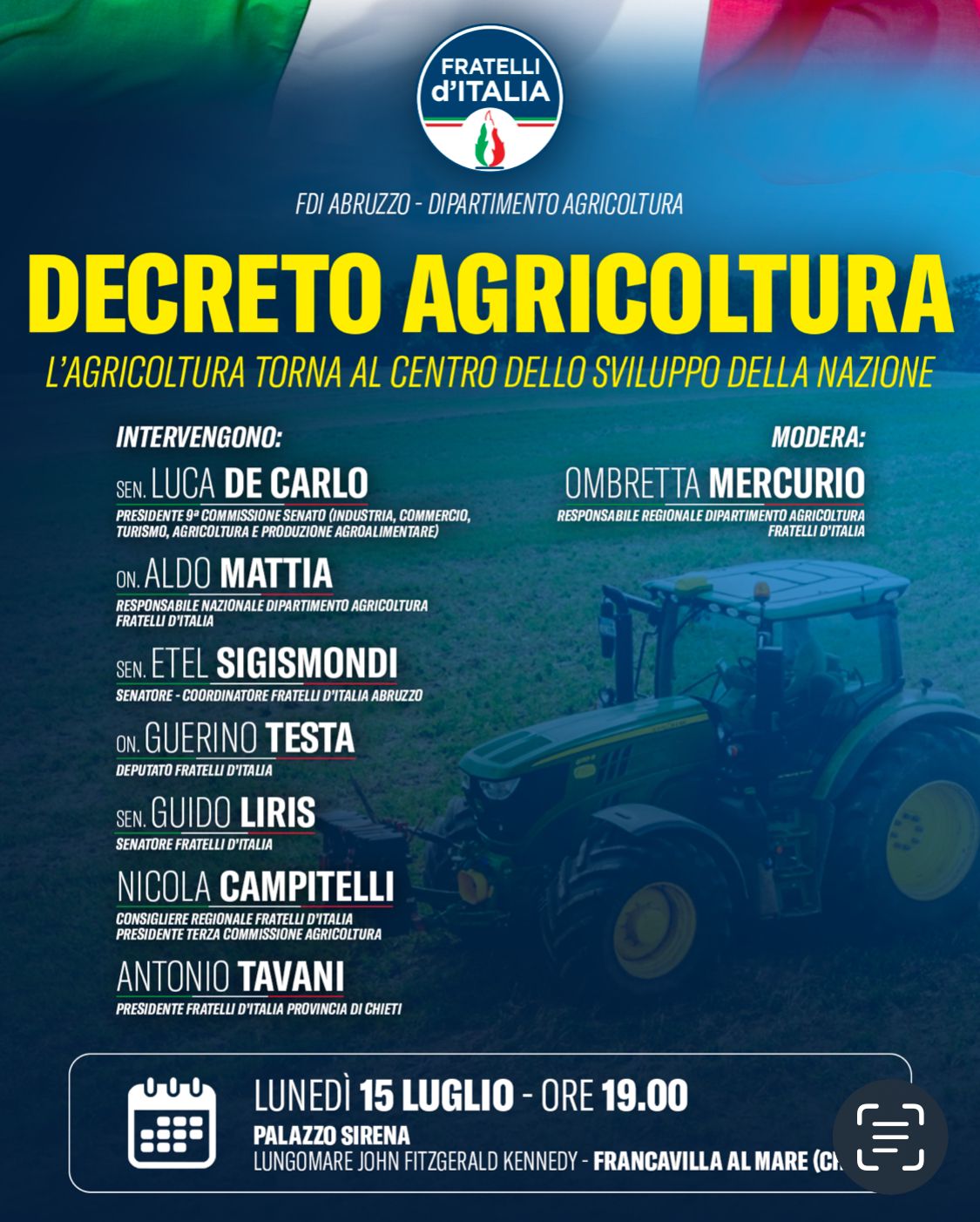 AGRICOLTURA AL CENTRO DELLO SVILUPPO: LUNEDI’ VERTICE DI FRATELLI D’ITALIA A FRANCAVILLA