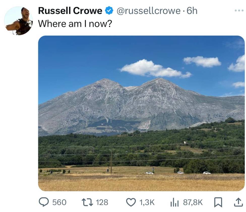 “WHERE AM I NOW?”: RUSSEL CROW NELLA MARSICA IMMORTALA IL MONTE VELINO