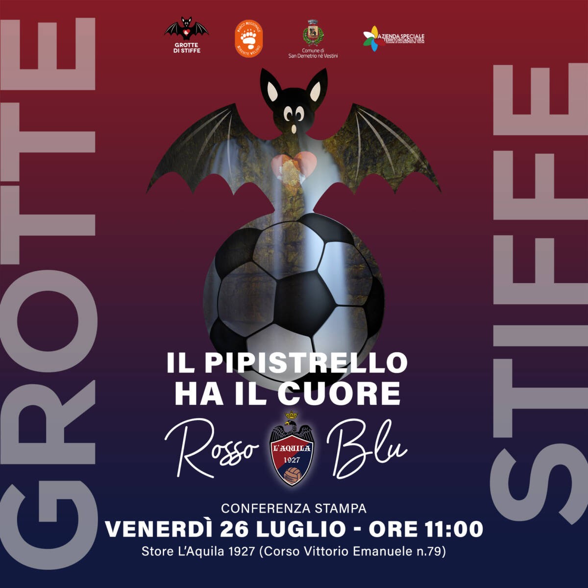 GROTTE DI STIFFE E L’AQUILA 1927: DOMANI LA PRESENTAZIONE DELLA PARTNERSHIP