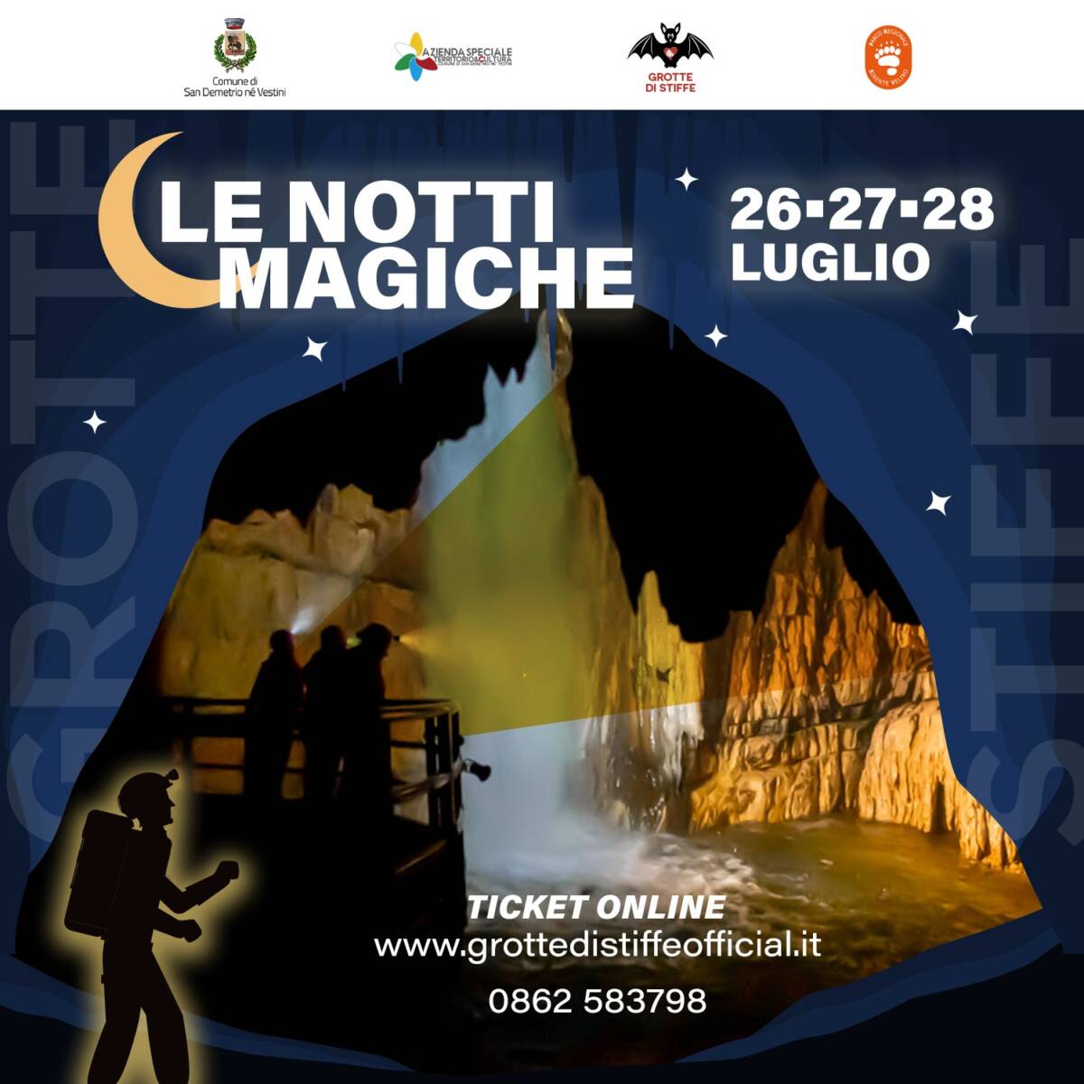 TORNANO “LE NOTTI MAGICHE” DELLE GROTTE DI STIFFE, DAL 26 AL 28 LUGLIO